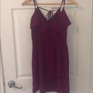 Purple Ruffle Front Tie Dress with Pockets!